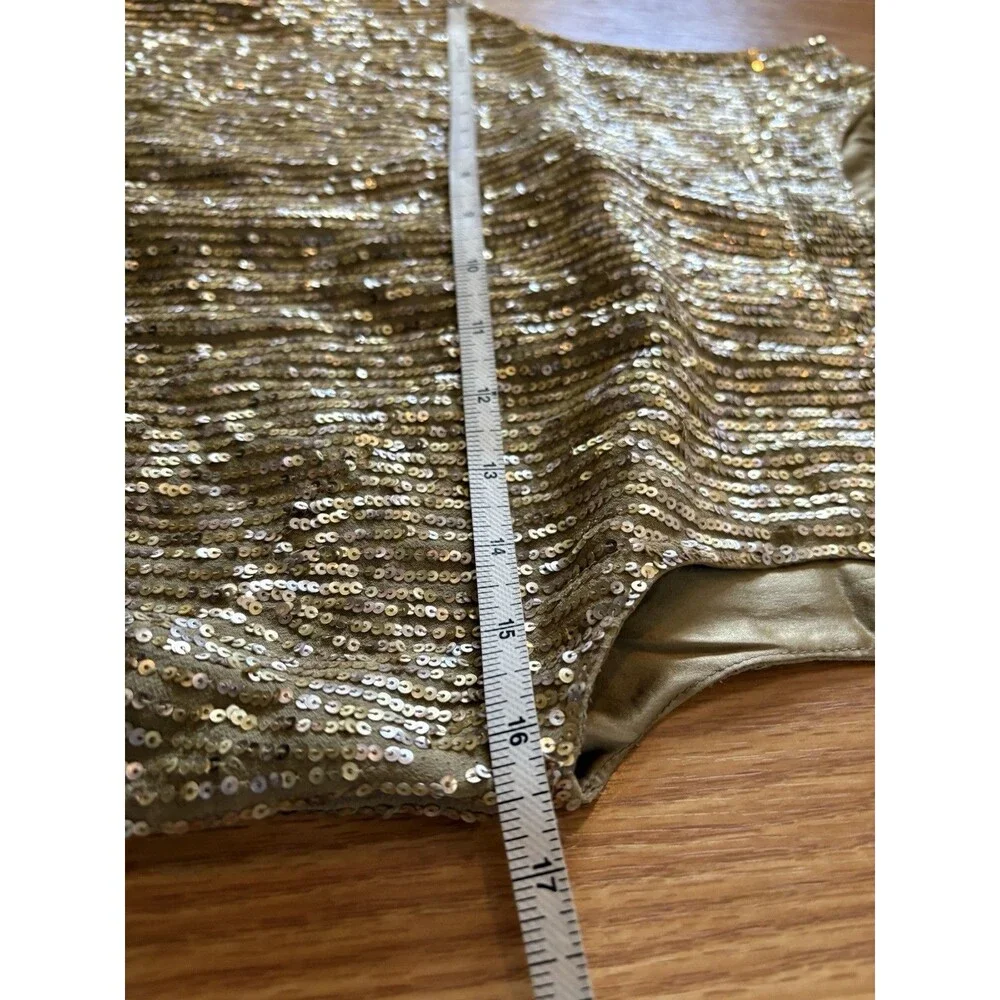 J Crew Collection Gold Sequin Sleeveless Silk Shift Dress Size 0 - Picture 8 of 8